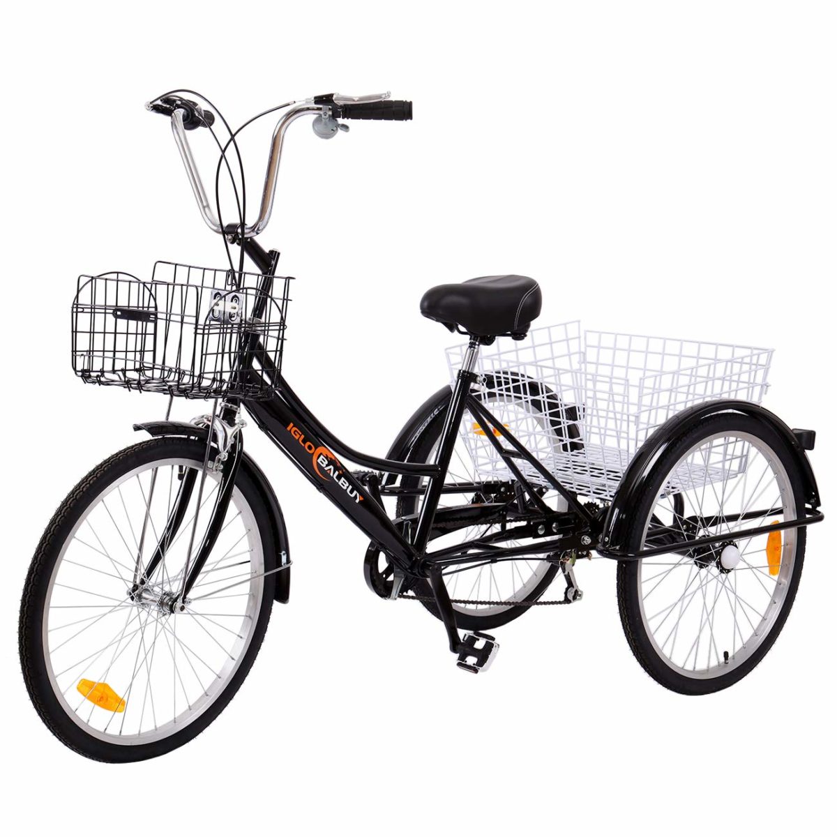 LianDu 24 6 velocità 3 Ruote Bicicletta da Crociera per Adulti Bici Ibrida Triciclo Bici Triciclo Triciclo Bici con Cesto e Lampada
